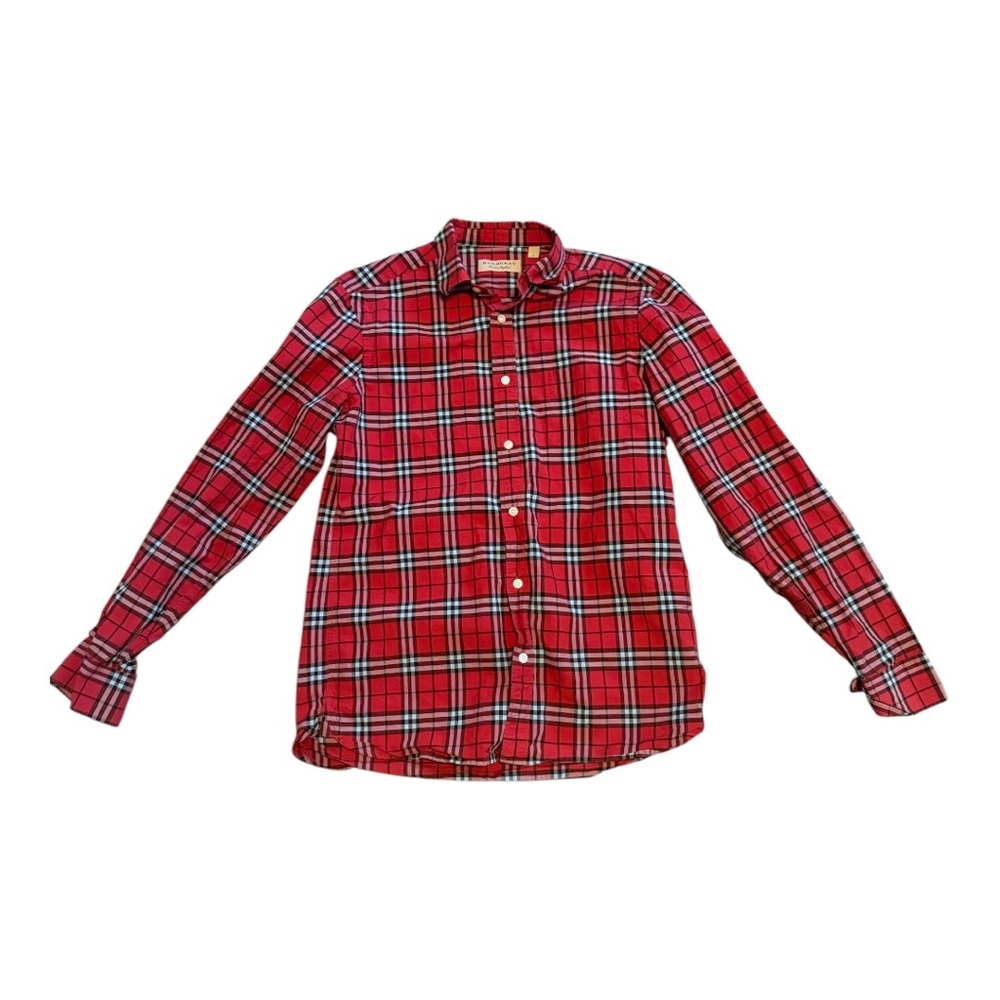 Red Plaid Button-Up Shirt